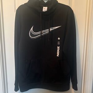 Nike Black Crewneck Hoodie with White Swoosh Logo